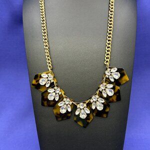 J. Crew Faux Tortoise Shell and Crystal Statement Necklace
